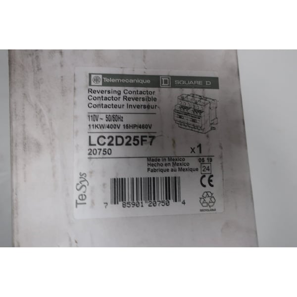 Contacto inversor Telemecanique Sensors 110VAc 15Hp, LC2D25F7 - LC2D25F7
