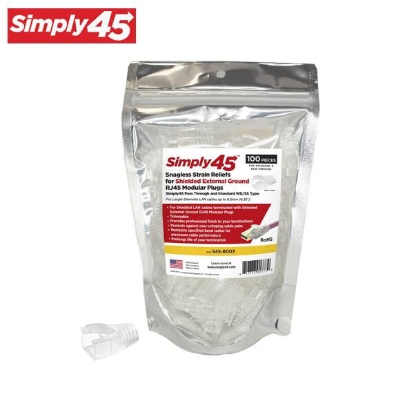 Simply45 Strain Reliefs for all S45 Brand STP External Ground. -100pcs/Bag - SIM-S45-B003