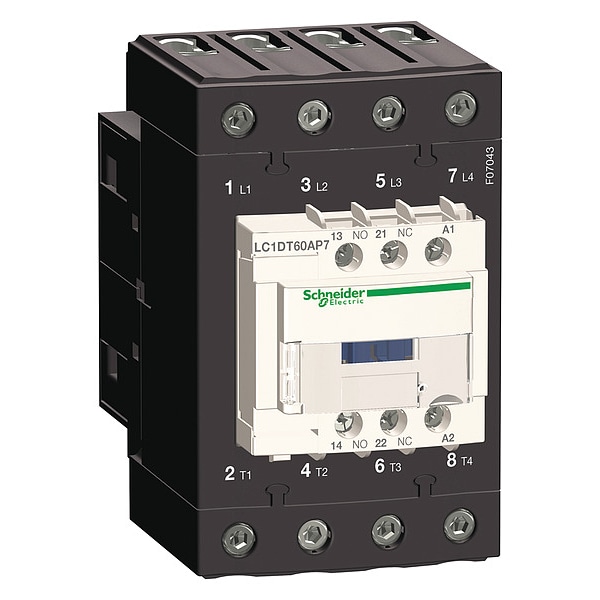The translation of the provided text is: "Contacto Magnético IEC Schneider Electric, 4 Polos, 120 V AC, 60 A - LC1DT60AG7"