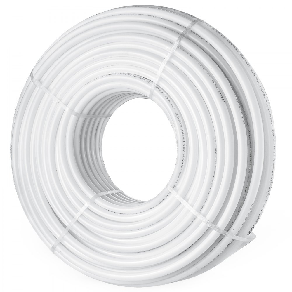 VEVOR PEX Pipe 3/4 Inch, 500 Feet Length PEX-B Flexible Pipe Tubing for Potable Water, Pex Water Lines for Hot/Cold Water & Easily Restore, Plumbing Applications with Free Cutter & Clamps ,White - PEXBGBS500FTGWGRXV0