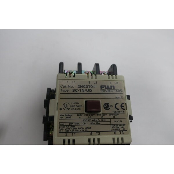 Contacto de CA de 110120VAc de 26A y 10Hp de Fuji Electric, SC1NUD 2NC0T0122 - SC-1N/UD 2NC0T0122