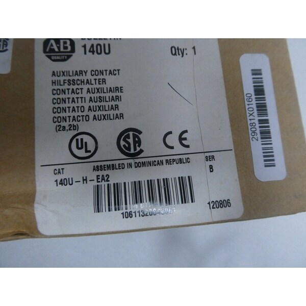 CONTACTOR DE OTROS CONTACTOS Allen Bradley 600V-AC 125V-DC - 140U-H-EA2