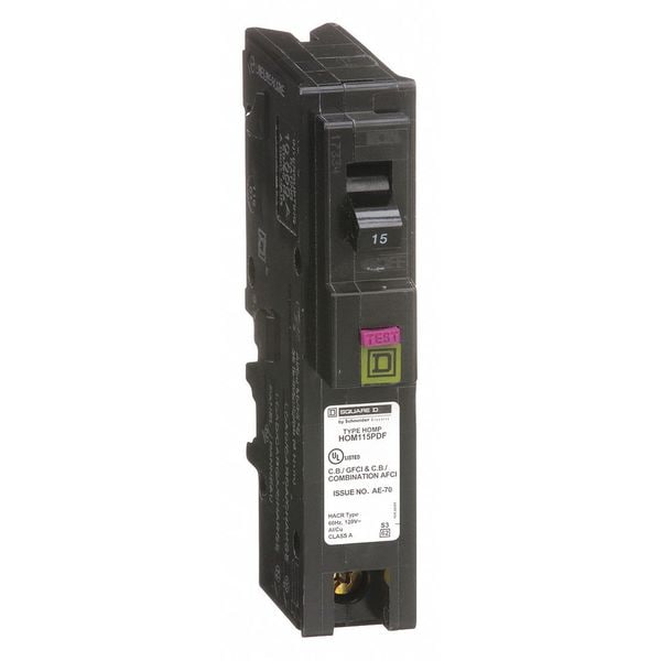 Square D Circuit Breaker, HOM Series, 15A, 1 Pole, 120V AC, 10kA - HOM115PDF