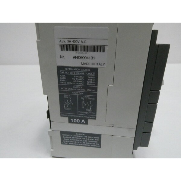 Abb 3P 100A AMP 400V-AC MOLDED CASE CIRCUIT BREAKER - SACE ISOMAX S3 N 150