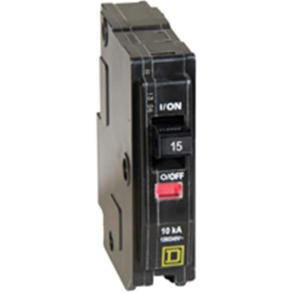 Square D Circuit Breaker, QO Series, 15A, 1 Pole, 120/240V AC, 10kA at 120/240V AC - SQ386747