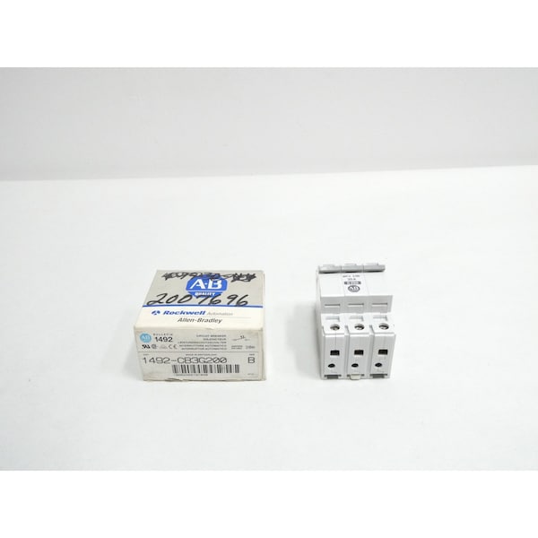 Allen Bradley Miniature Circuit Breaker, 20A, 3 Pole, 480V AC - 1492-CB3G200