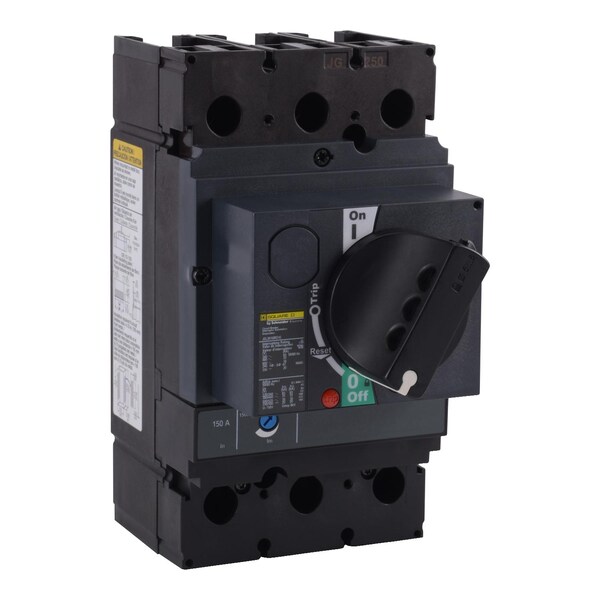 Square D Molded Case Circuit Breaker, JGL Series, 150A, 3 Pole, 600V AC, 65kA at 240V AC - JGL36150RD10