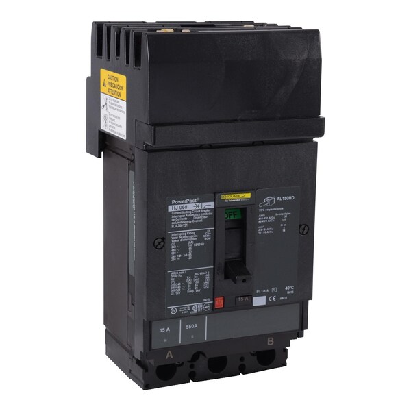 Square D Molded Case Circuit Breaker, HJA Series, 100A, 2 Pole, 600V AC, 100kA at 240V AC - HJA261001