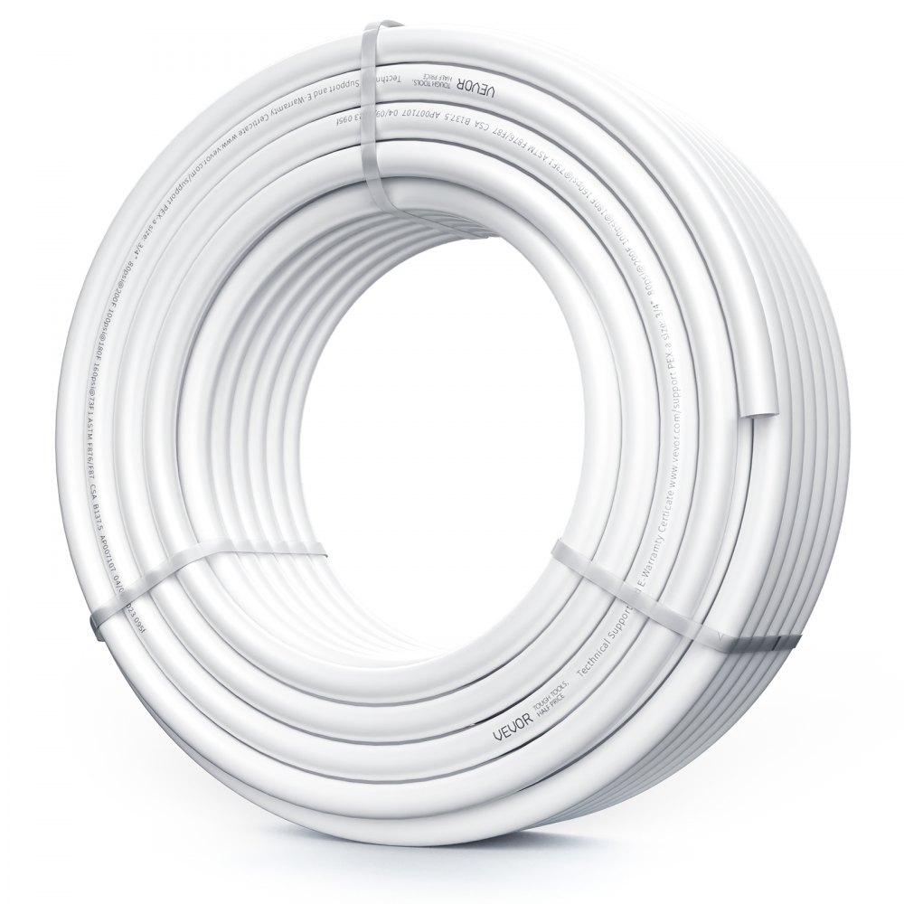 VEVOR PEX Pipe 3/4 Inch, 100 Feet Length PEX-A Flexible Pipe Tubing for Potable Water, Pex Water Lines for Hot/Cold Water & Easily Restore, Plumbing Applications with Free Cutter,White - PEXAG34INCH1ALHN4V0