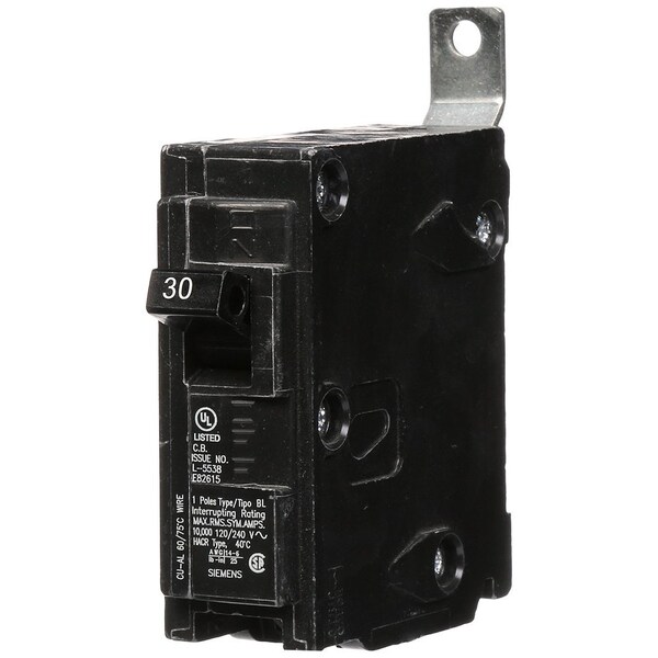 Siemens Miniature Circuit Breaker, BL Series, 30A, 1 Pole, 120/240V AC, 10kA at 120/240V AC - B130