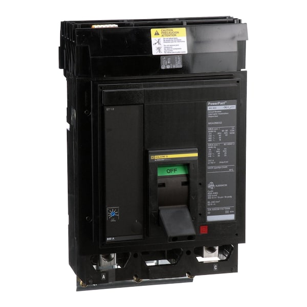 Square D Molded Case Circuit Breaker, MGA Series, 800A, 2 Pole, 600V AC, 65kA at 240V AC - MGA268002