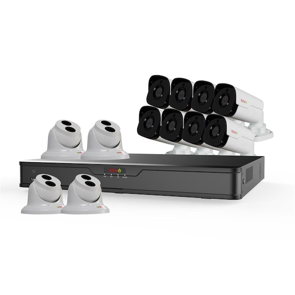 Revo America Ultra HD 16 Channel 4TB NVR Surveillance System with 12 x 4 Megapixel Cameras - RU162T4GB8G-4T