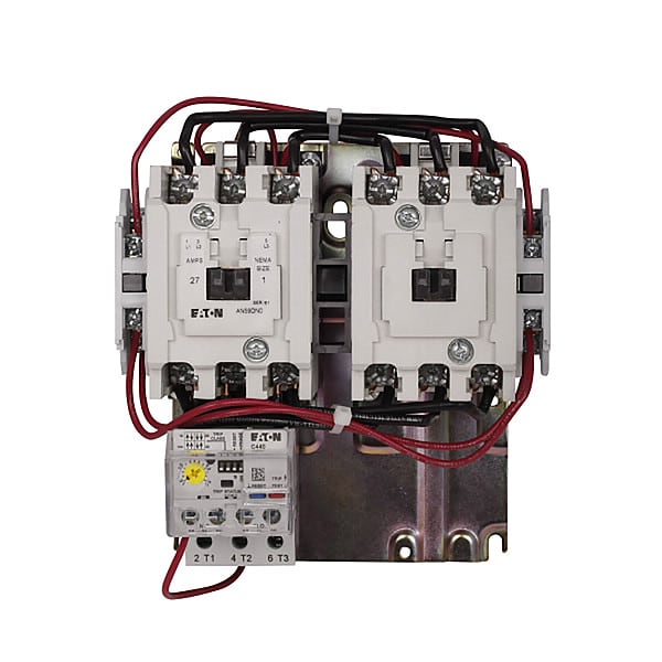 Arrancador magnético para motor NEMA de inversión de Eaton, sin envolvente calificación NEMA, 120V CA, 3 polos, 1 contacto normalmente abierto - AN59DN0A5E005