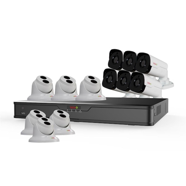 Revo America Ultra HD 16 Channel 4TB NVR Surveillance System with 12 x 4 Megapixel Cameras - RU162T6GB6G-4T