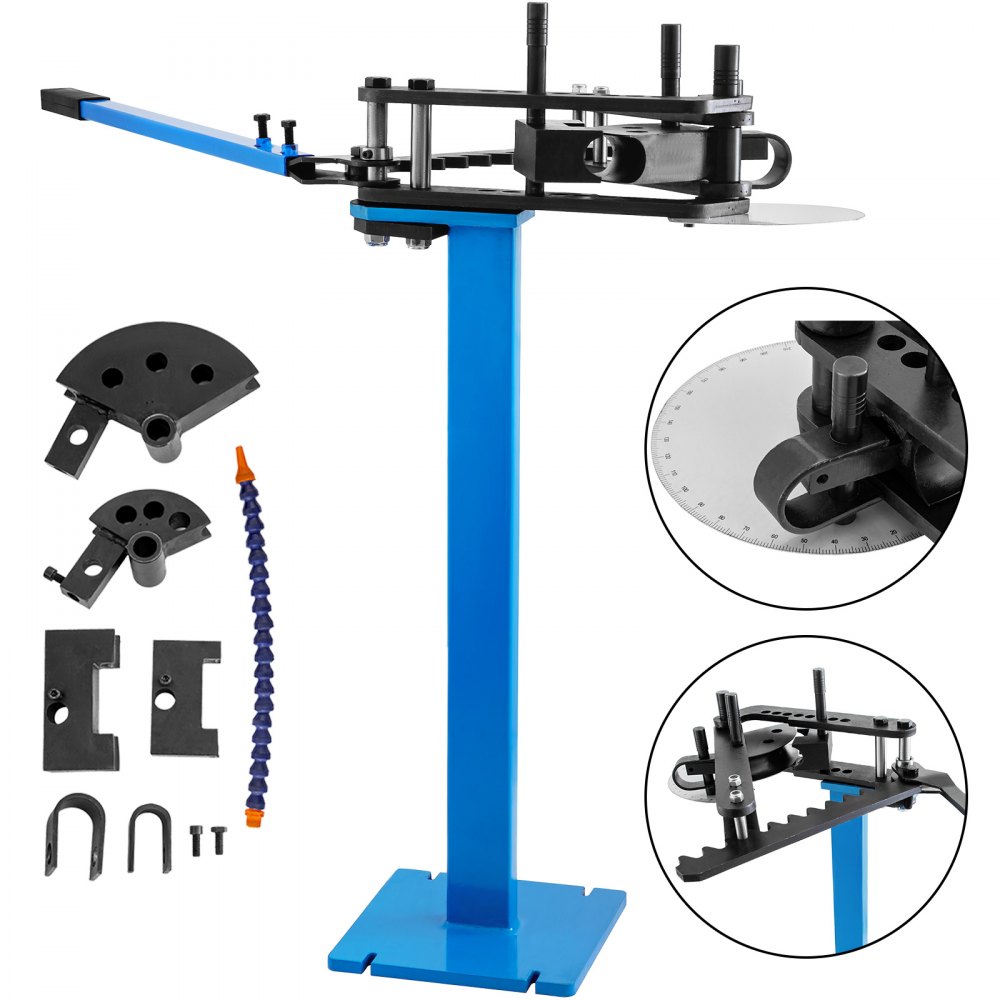 VEVOR Tube Bender Max Bending Degree 240°,Heavy Duty Metal Pipe and Tube Bender With 3 Dies, Tube Pedestal Bender 40 Up To 120 Degree, Metal Working Tools and Equipment Overall height 45" - SDWGJTB-300000001V0