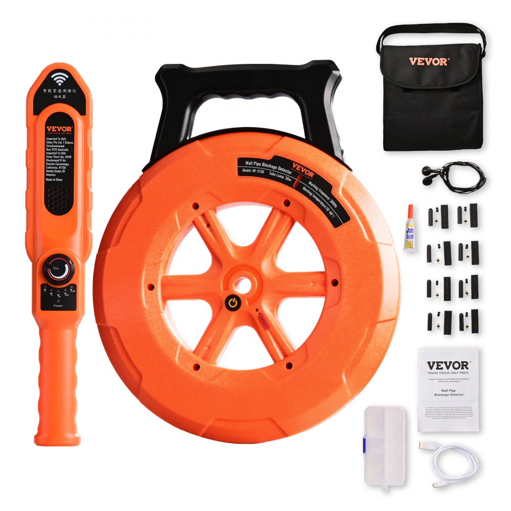 VEVOR Pipe Blockage Detector Locators 100ft/30m Waterproof for PVC Plastic Metal - XXGDDWQDXM302ETSSV0