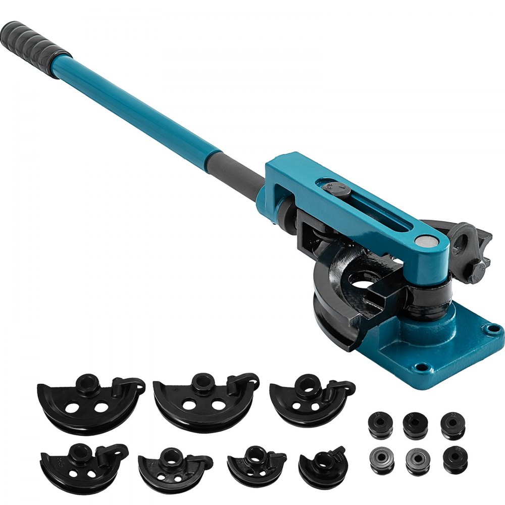 VEVOR Pipe Tube Bender, 3/8" to 1" Manual Pipe Tube Bender, with 7 Dies, Heavy Duty Tube Bender Tubing of Steel Metal Copper, for Repair Shops, Blue - SDWGJ000000000001V0