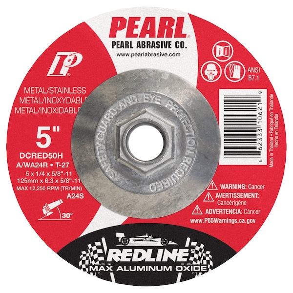 Rueda de esmerilado Pearl Redline Max A.O. DC 5 x 1/4 x 5/8-11 A/WA24R T-27 - DCRED50H