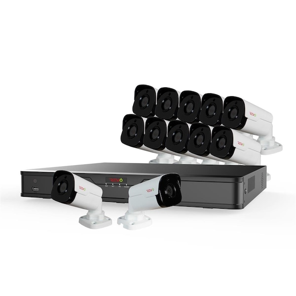 Revo America Ultra HD 16 Channel 4TB NVR Surveillance System with 12 x 4 Megapixel Cameras - RU162B12G-4T