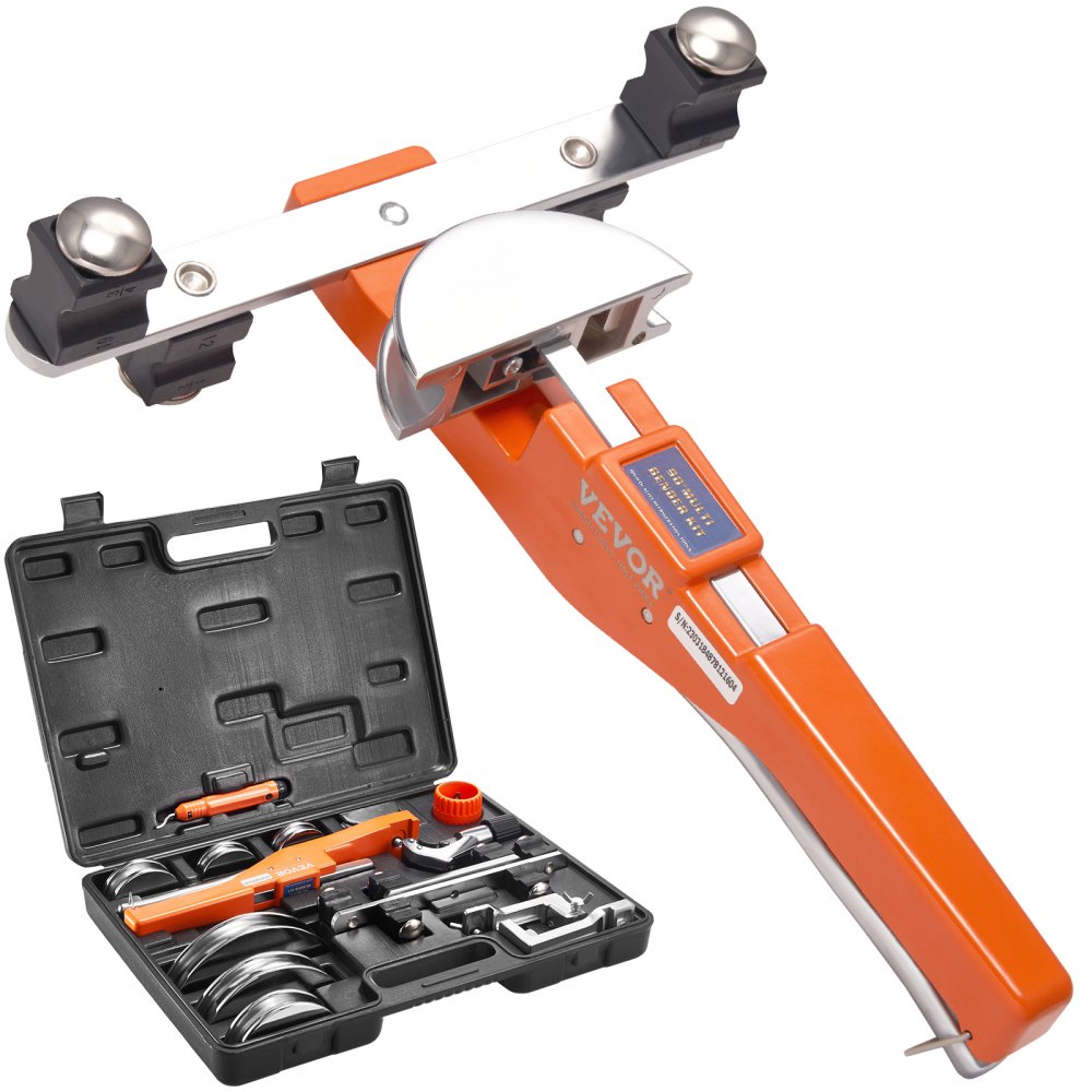 VEVOR Pipe Tube Bender, 1/4"-7/8" O.D. Ratcheting Tubing Bender, 90° Forward/Reverse Pipes Bending Tools with 7 Dies and Pipe Cutter for HVAC Air Conditioning Refrigerator Repair - JLWGJCSGPFXW7G1M2V0