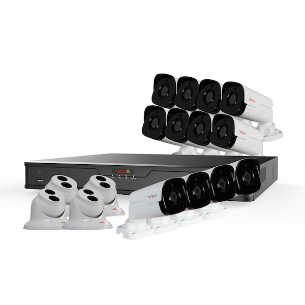 Revo America Ultra HD 16 Channel 4TB NVR Surveillance System with 16 x 4 Megapixel Cameras - RU162T4GB12G-4T