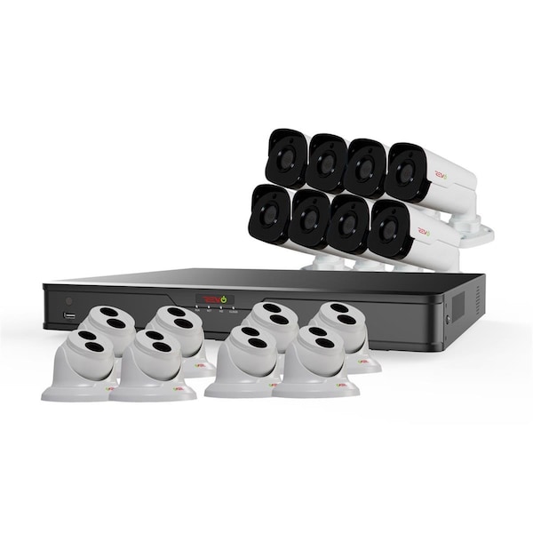 Revo America Ultra HD 16 Channel 4TB NVR Surveillance System with 16 x 4 Megapixel Cameras - RU162T8GB8G-4T