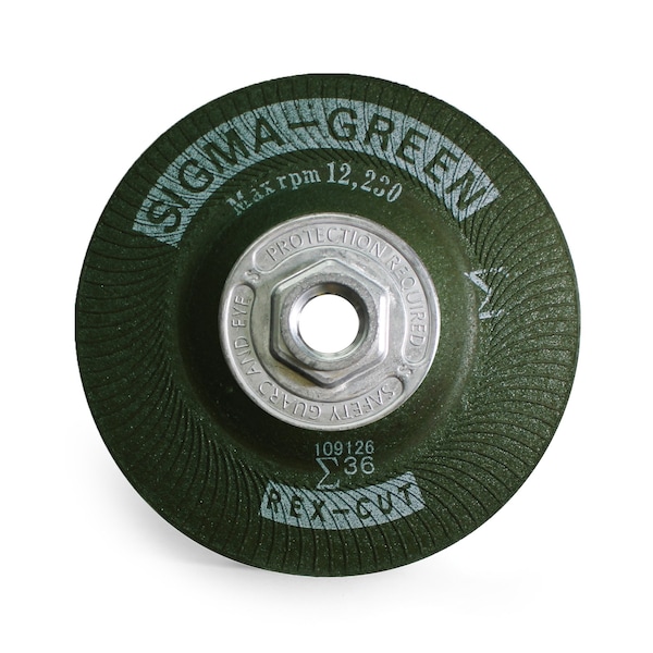 Rueda de esmerilado verde Rex Cut Sigma Green, 5 x 5/8-11", 36 grit - 730006