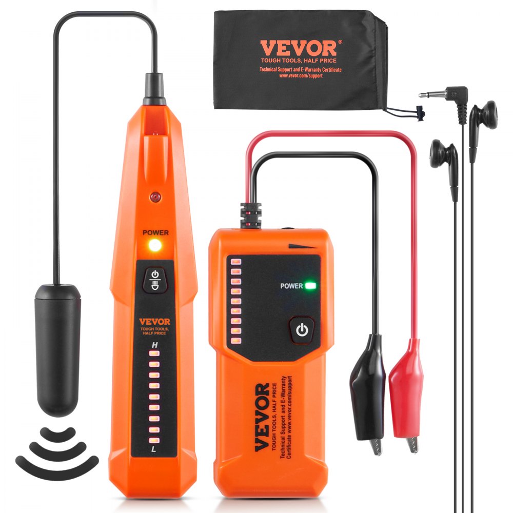 VEVOR Underground Cable Locator, 3 FT Max. Detection Depth, Wire Tracer Break Detector Finder with Earphone, 1000 FT Max.Detection Length Cable Tester for Pet Fence Buried Sprinkler Valve Irrigation - DXDLDWQ3FTZSSNRRNV9