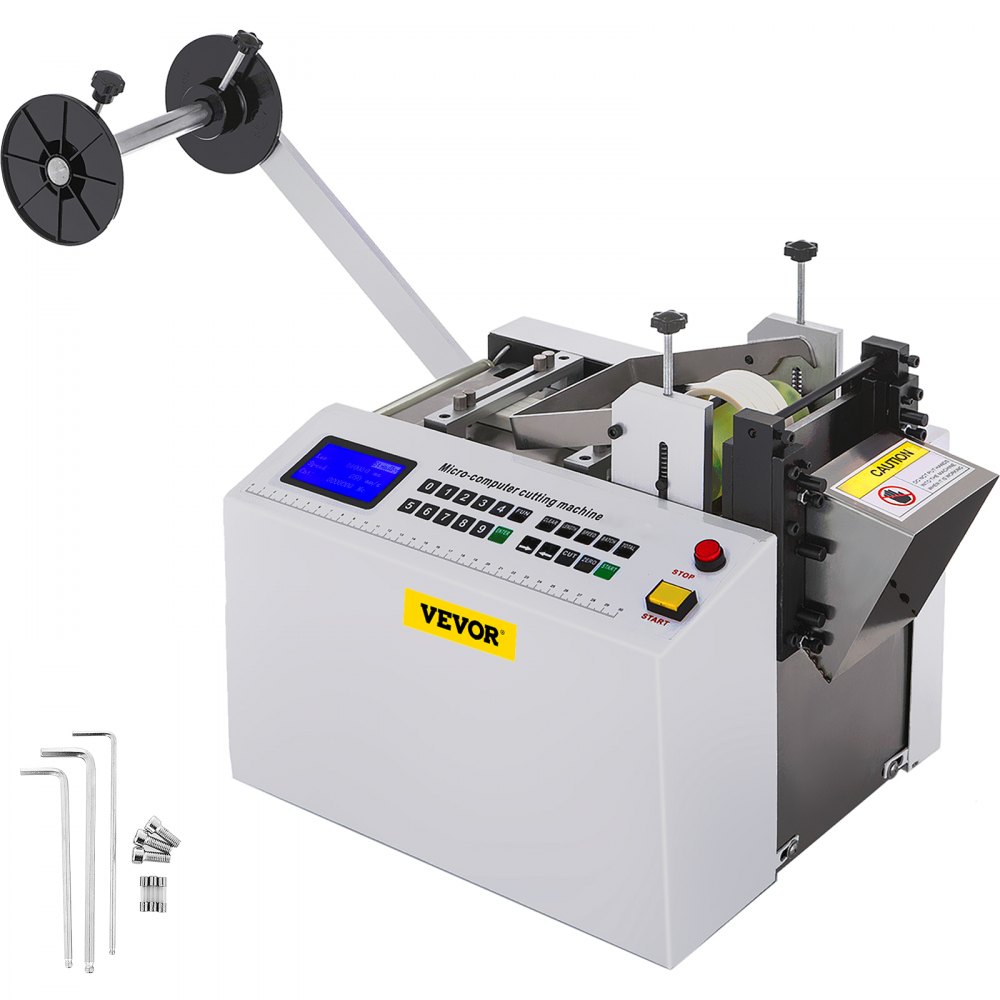 VEVOR Automatic Heat-Shrink Tube Cutting Machine 250W YS100 Tube Cable Pipe Cutter Precise Efficient Tube Cable Pipe Cutter Cutting Machine for Sleeve, Rubber/Plastic Tube, Small Wire, Sheet, Film - YS-100QGJ00000001V1