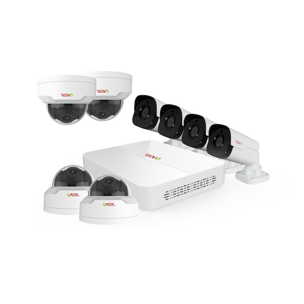 Revo America Ultra HD 8 Channel 2TB NVR Surveillance System with 8 x 4 Megapixel Cameras - RU82MD4GB4G-2T