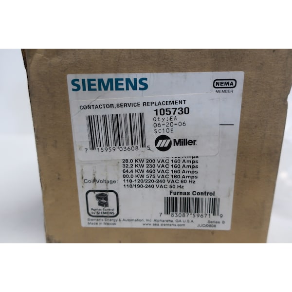 Siemens Furnas 120240VAc 160A Amp Contactor de corriente alterna - 40IP107785UX499