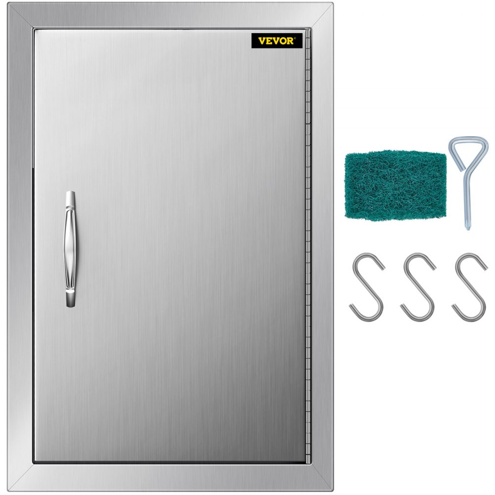 VEVOR BBQ Access Door 14W x 20H Inch, Vertical Single BBQ Door Stainless Steel, Outdoor Kitchen Doors for BBQ Island, Grill Station, Outside Cabinet - 14W-20HBXGCGDKM01V0