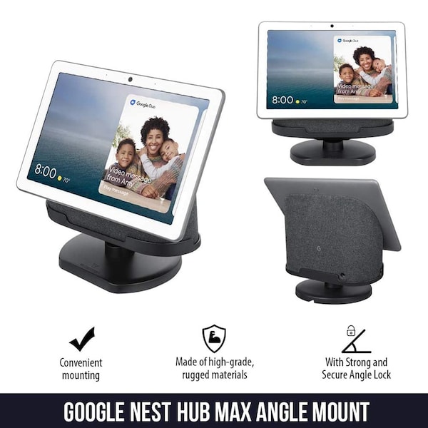 Wasserstein Adjustable Stand, Official Made for Google, for Google Nest Hub Max, Charcoal - GoogleHubMaxStaBlkUSA