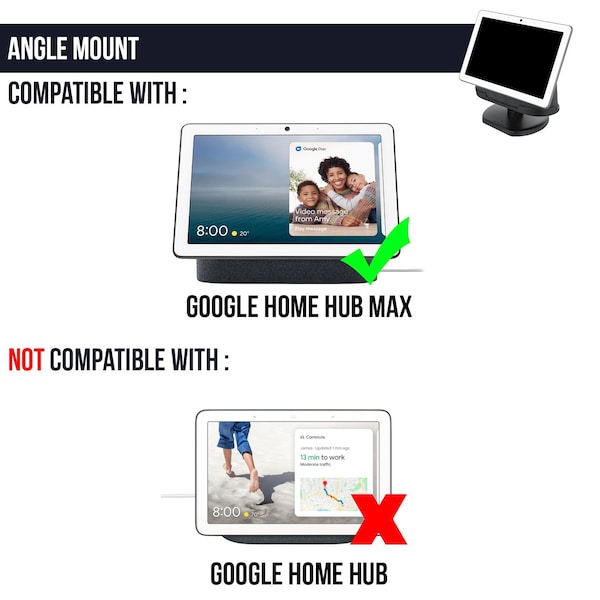 Wasserstein Adjustable Stand, Official Made for Google, for Google Nest Hub Max, Charcoal - GoogleHubMaxStaBlkUSA