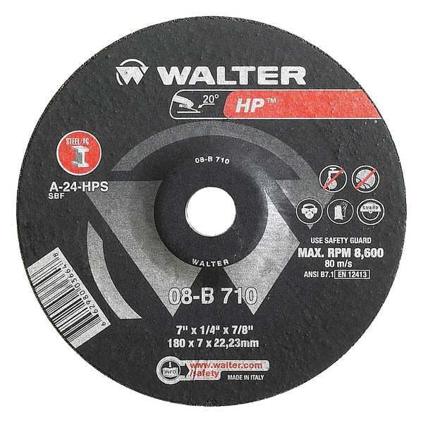Rueda de esmerilado de centro deprimido Walter Surface Technologies, Tipo 27, 0.25 pulgadas de grosor, Óxido de aluminio - 08B600