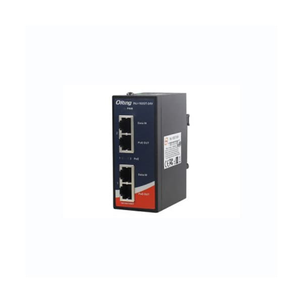 Oring Networking Industrial 2-port High Power PoE Injector (Gigabit) with -24V input - INJ-102GT-24V
