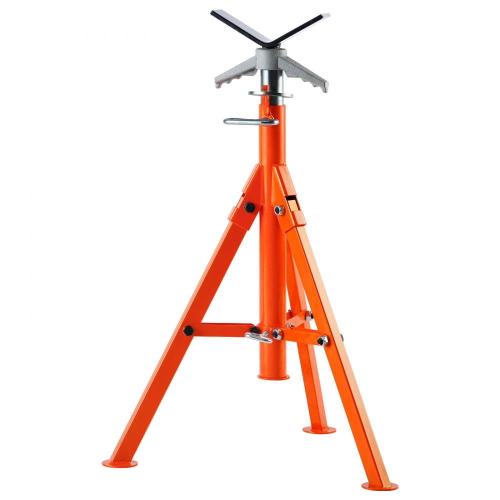 VEVOR Pipe Stand, 2500LBS Heavy Duty Pipe Jack Stands, 27.2"-52" Height Adjustable V Head Pipe Stand, 45# Steel Folding Jack Stand for 1/2-12 inches Pipes - ZXGDZCZJ2852R9DRBV0