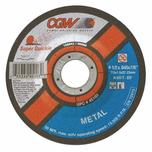 Cgw Abrasivos Rueda de Centro Deprimido, 6x0.045x7/8, T27, Spr - 45098
