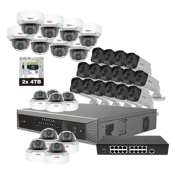 Revo America Revo America RUP321MD16GB16G-8T Ultra Plus HD 32 Channel 8TB NVR Surveillance System with 32 x 4 Megapixel Cameras - RUP321MD16GB16G-8T