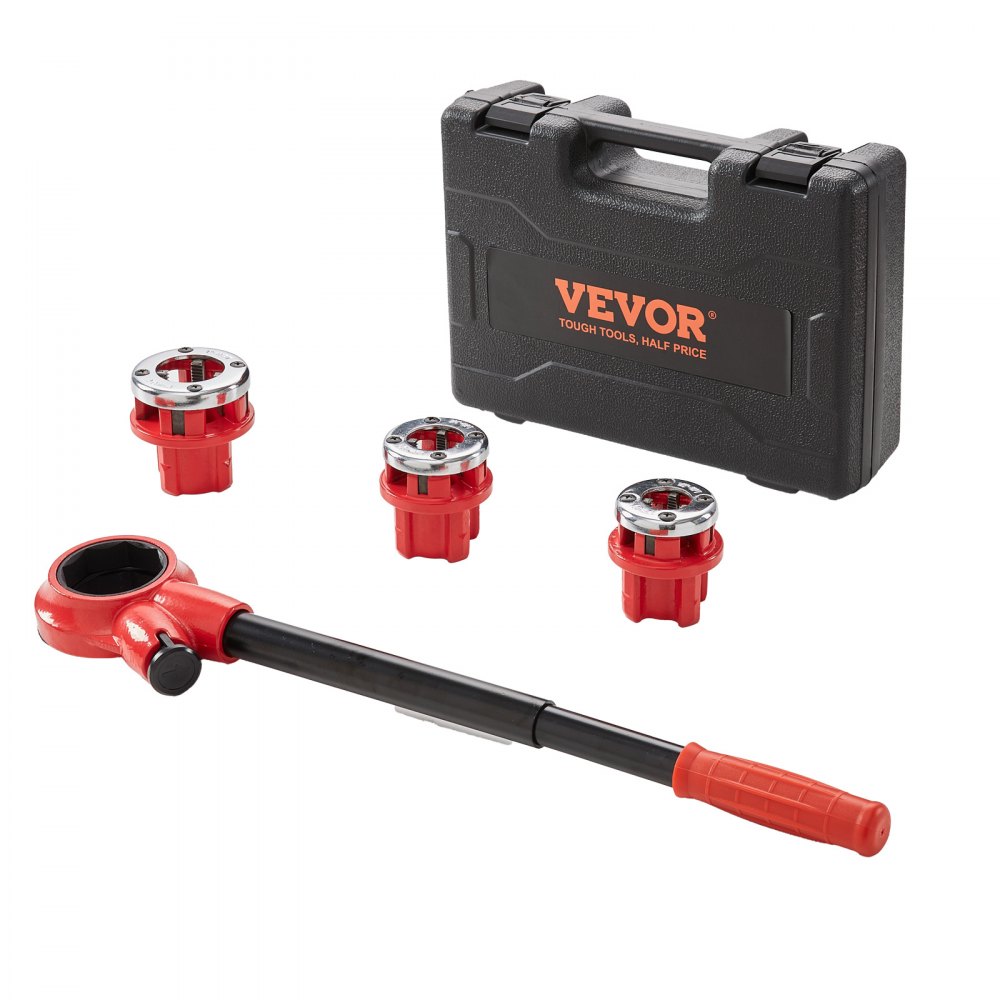 VEVOR Ratchet Pipe Threader Kit, 1/2" NPT, 3/4" NPT, 1" NPT Manual Ratcheting Pipe Threader, Portable Pipe Threading Tool Set with 3PCS NPT Dies, Storage Case for Galvanized Aluminum Iron Copper Pipes - SDGLWQJ312341FZW2V0