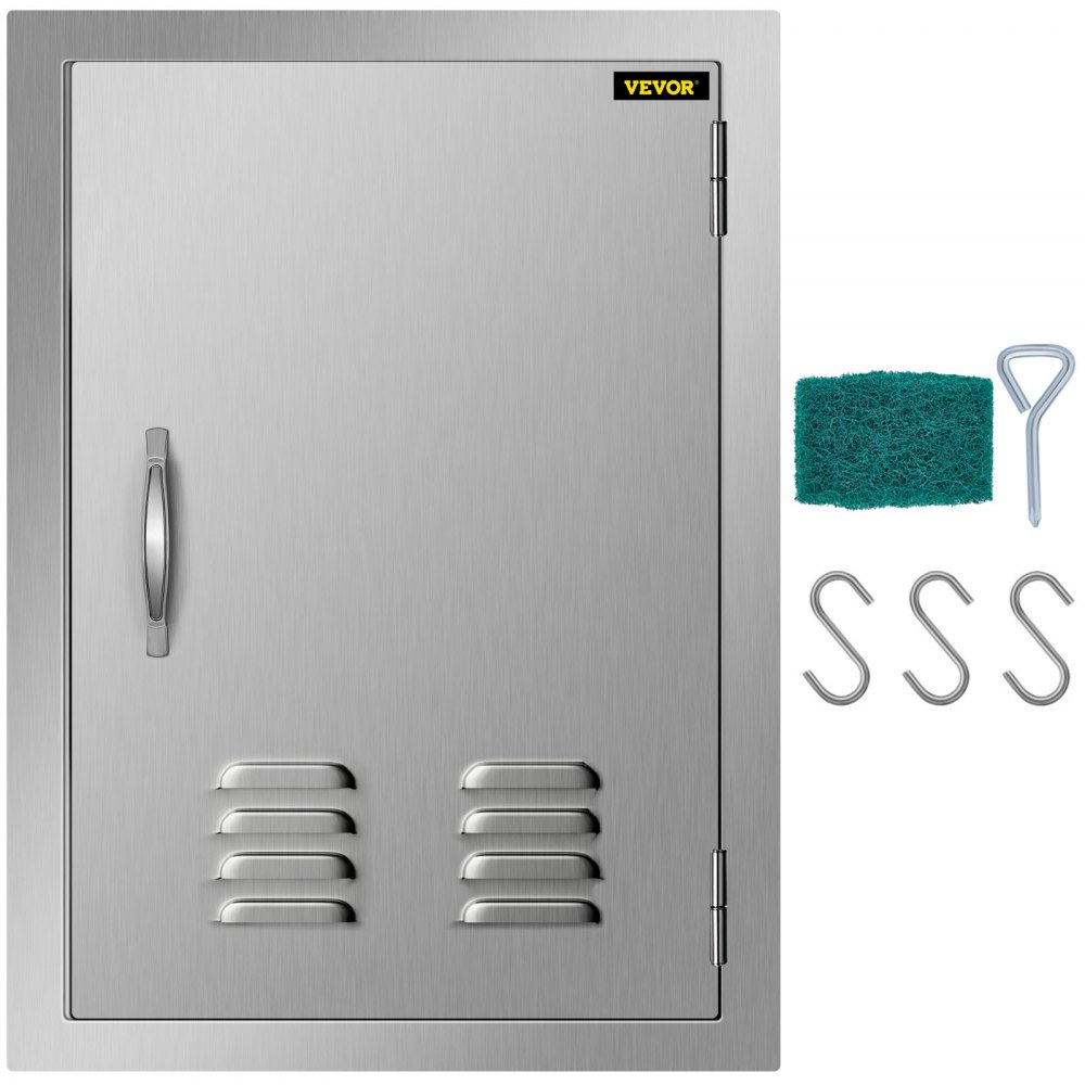 VEVOR BBQ Access Door 17 x 24 Inch Vertical Island Door with Vents Stainless Steel Single Access Door Flush Mount Outdoor Kitchen - 17X24YCCZDCGMDTFKV0
