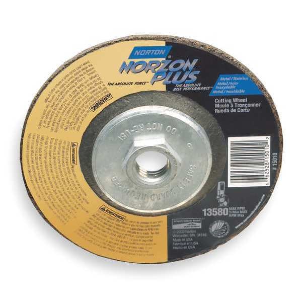 Ruedas de Centro deprimido Norton Abrasives, Tipo 27, 4 1/2 pulgadas de diámetro, 0.125 pulgadas de grosor, tamaño de agujero en el árbol de 5/8"-11, Cerámica - 66252843321.