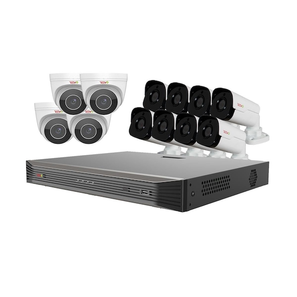 Revo America Ultra HD Audio Capable 16 Channel Surveillance System with 12 4 Megapixel Cameras - RU162BNDL-4