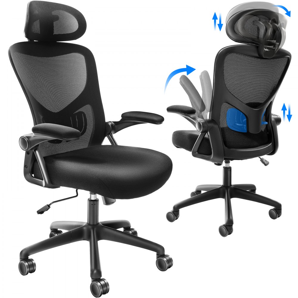 VEVOR Office Chair with Adjustable Lumbar Support, High Back Ergonomic Desk Chair with Adjustable Headrest, Ergonomic Office Chair Backrest with 2D Armrest, Computer Chair for Home, Office - XZKBYSJYTKDTOZ4K4V0