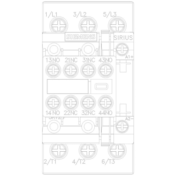 Contactador magnético IEC de Siemens, 3 Polos, 24 V CC, 38 A, Inversión: No - 3RT20281BB443MA0