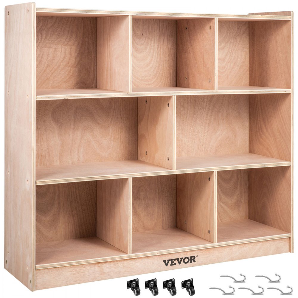 VEVOR Classroom Storage Cabinet Plywood 8-Section Preschool Storage Shelves 36 Inch High Classroom Cabinet Storage with Casters - CWG8GETCWG0000001V0