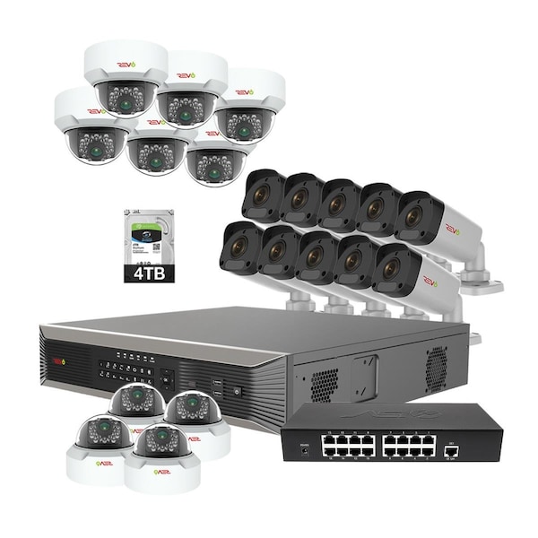 Revo America Ultra Plus HD 32 Channel 4TB NVR Surveillance System with 20 x 4 Megapixel Cameras - RUP321MD10GB10G-4T