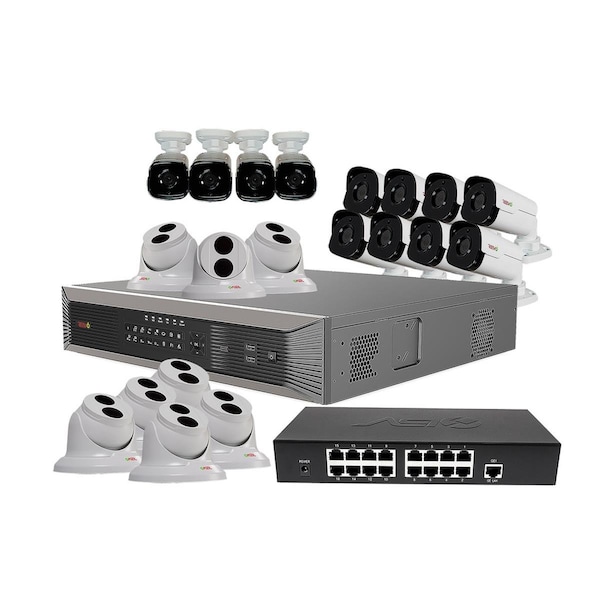Revo America Ultra Plus HD 32 Channel 4TB NVR Surveillance System with 20 x 4 Megapixel Cameras - RUP321T8GB12G-4T
