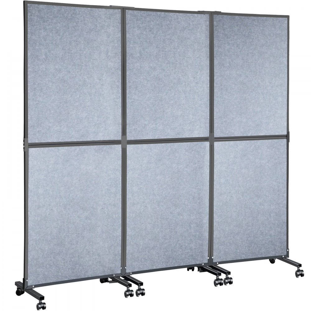 VEVOR Acoustic Room Divider 72\" x 66\" Office Partition Panel 3 Pack Office Divider Wall Light Gray Office Dividers Partition Wall Polyester & 45 Steel Cubicle Wall Reduce Noise and Visual Distractio - LDSGYPF7266SPDHS1V0
