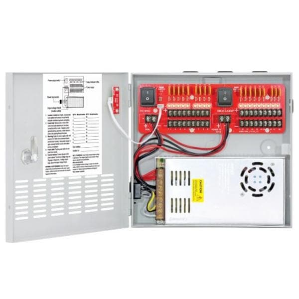 Seco-Larm Switching CCTV Power Supply. 18 Outputs, 20 Amps, PTC fuses, individual status LEDs for e - SLM-PC-U1820-PULQ